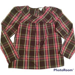 J Crew Tartan Plaid Blouse